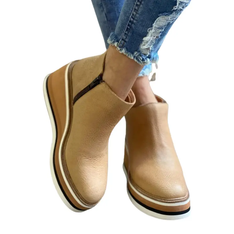 Damen Keilabsatz Stiefeletten | Bequeme Passform | Hochwertiges Kunstleder