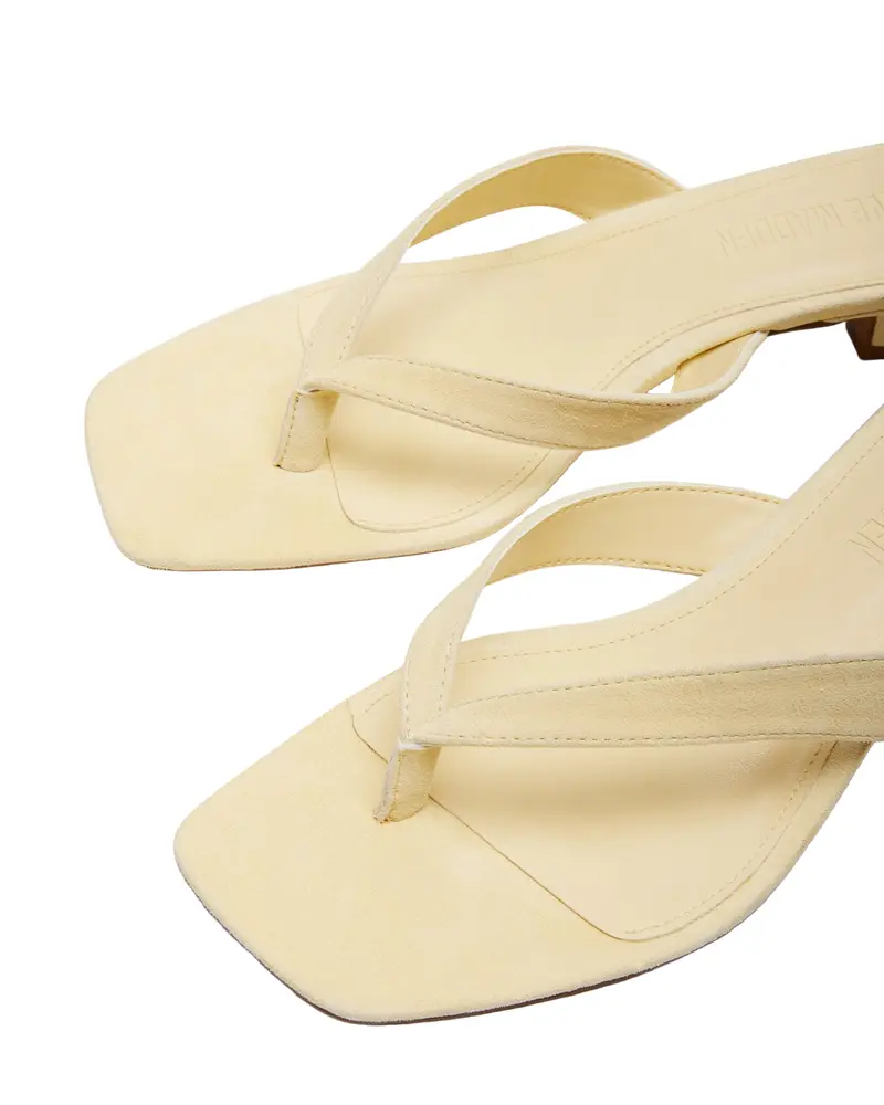 Damen Kitten-Heel-Sandalen mit Zehentrenner | Elegante Absatzschuhe mit eckiger Spitze | Schicke Anlass-Schuhe
