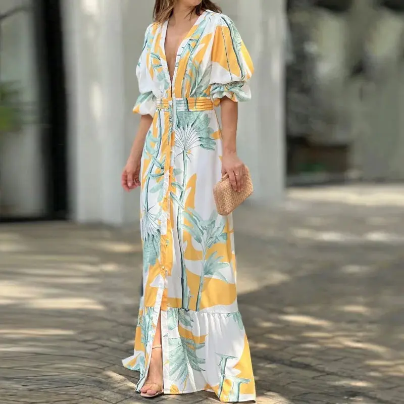 Damen Kleid Elegant | Puffärmel & schmale Taille | Figurschmeichelnd, modern & luxuriös