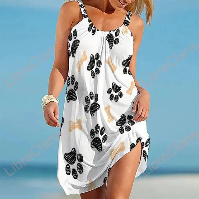 Damen Kleid mit Pfotenabdrücke