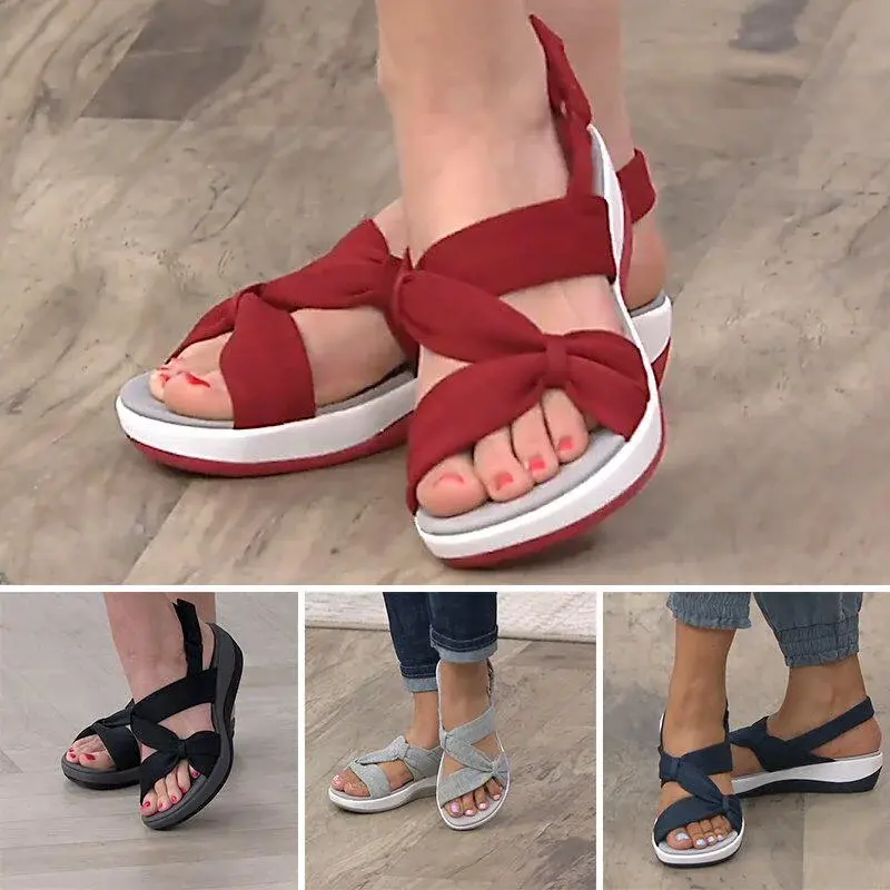 Damen Komfort-Sandalen mit Klettverschluss & Fußgewölbe-Stütze | Ultraleicht mit EVA-Sohle | Gepolstert & rutschfest für Alltag
