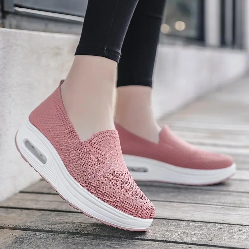 Damen Komfort-Sneaker ohne Schnürsenkel | Atmungsaktive Slip-On-Schuhe mit rutschfester Sohle | Bequeme Alltagssneaker
