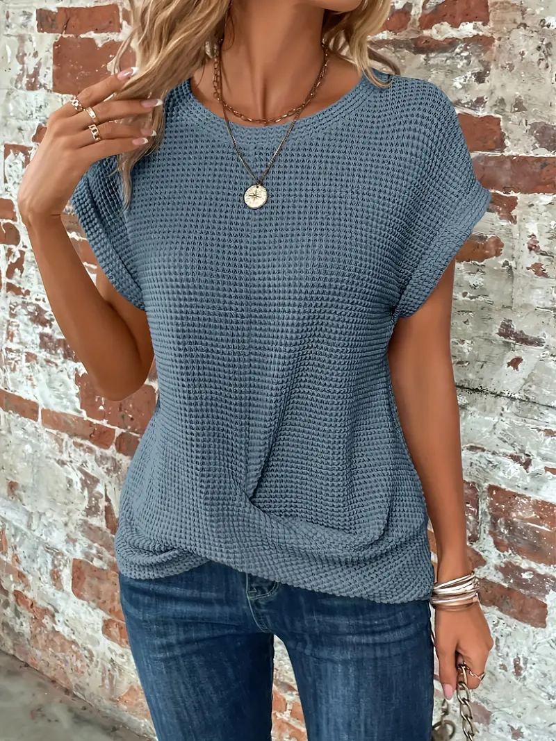 Damen Kurzarm T-Shirt locker | Atmungsaktiv & formstabil | Dezente Struktur, modern geschnitten für Alltag & Sommer