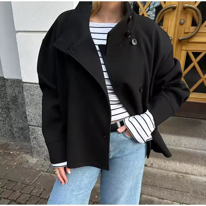 Damen Kurzjacke Elise | Zweireihig & Elegant | Warm & Bequem | Mit Brusttasche & Modernem Schnitt