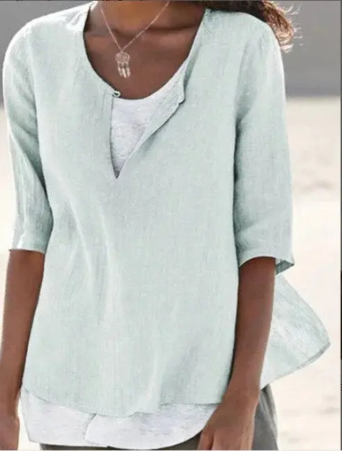 Damen Lagenbluse mit 3/4-Ärmeln | Leichte Bluse im Lagenlook | Vielseitiges Oberteil für jede Saison