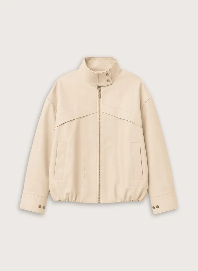Damen Lederjacke | Weiche Nappaleder Bomberjacke mit Stehkragen und entspannter Passform