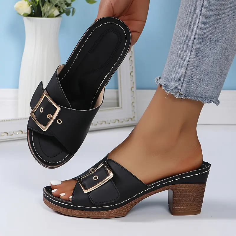 Damen Ledersandalen mit Blockabsatz | Elegante Sommerschuhe aus weichem Echtleder | Stilvoll & Bequem für Alltag und Events