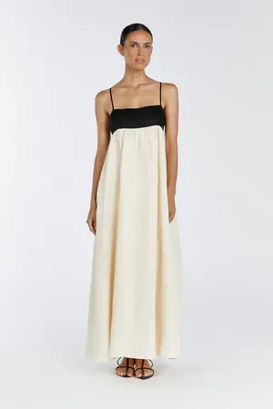 Damen Leinen Maxikleid mit Verstellbaren Trägern | Luftiges Sommerkleid mit Quadratischem Ausschnitt | Elegantes Freizeitkleid