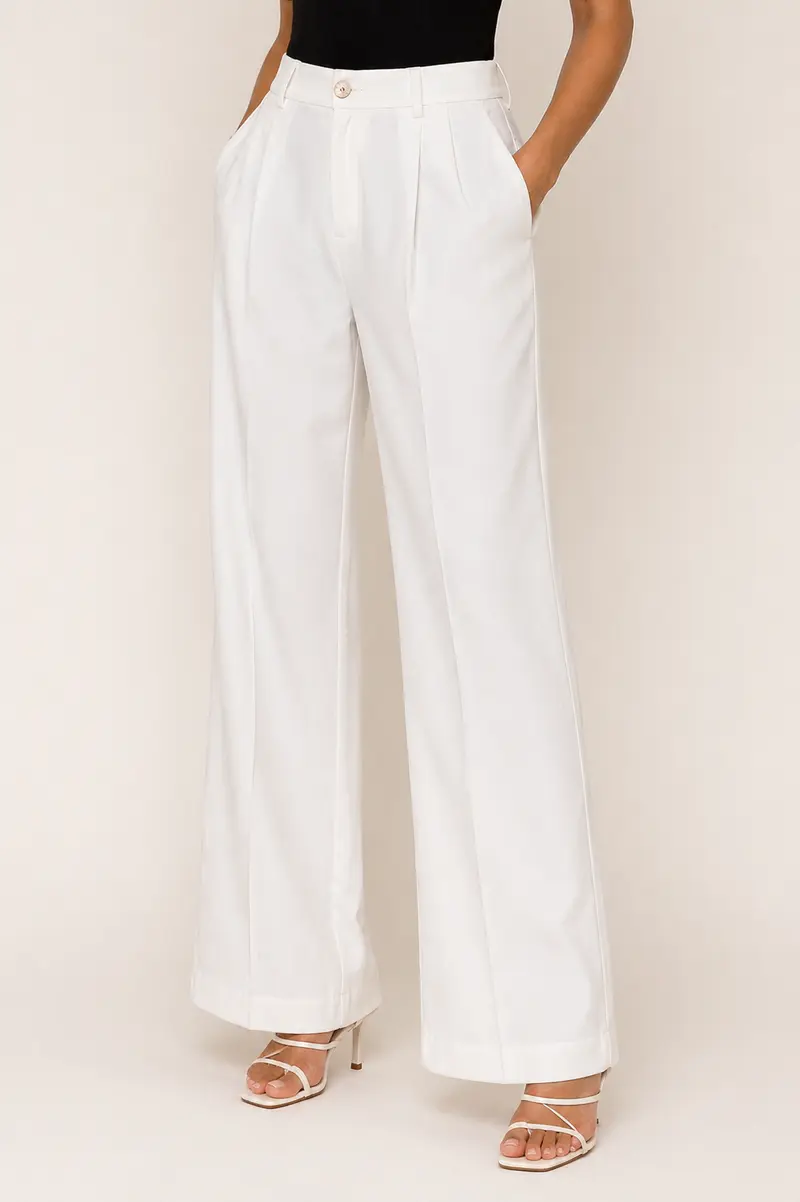 Damen Leinenhose mit weitem Bein | Luftige Hose mit hohem Bund & Seitentaschen | Sommerhose aus Leinenmischung