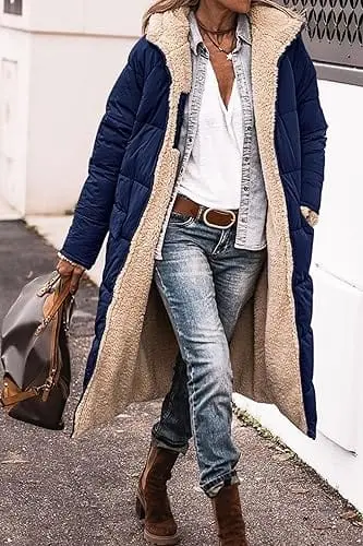 Damen Mantel lang wasserabweisend | Warm & bequem für Herbst/Winter | Windschutz Outdoor | Vielseitig kombinierbar