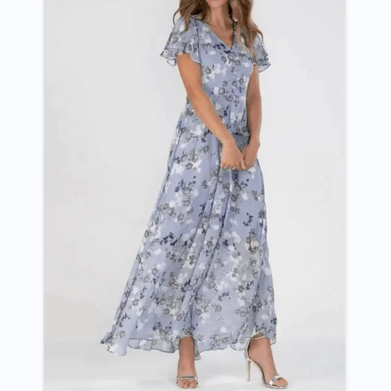 Damen Maxi-Kleid Sommer | Formell & florales Design | Figurschmeichelnd, leicht & luftig für Hochzeiten & Events