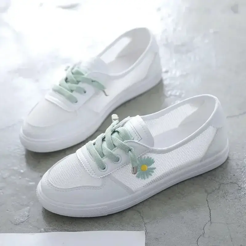 Damen Mesh-Sneaker zum Schnüren | Atmungsaktive Sommer-Turnschuhe | Leichte Freizeitschuhe für Alltag & Urlaub
