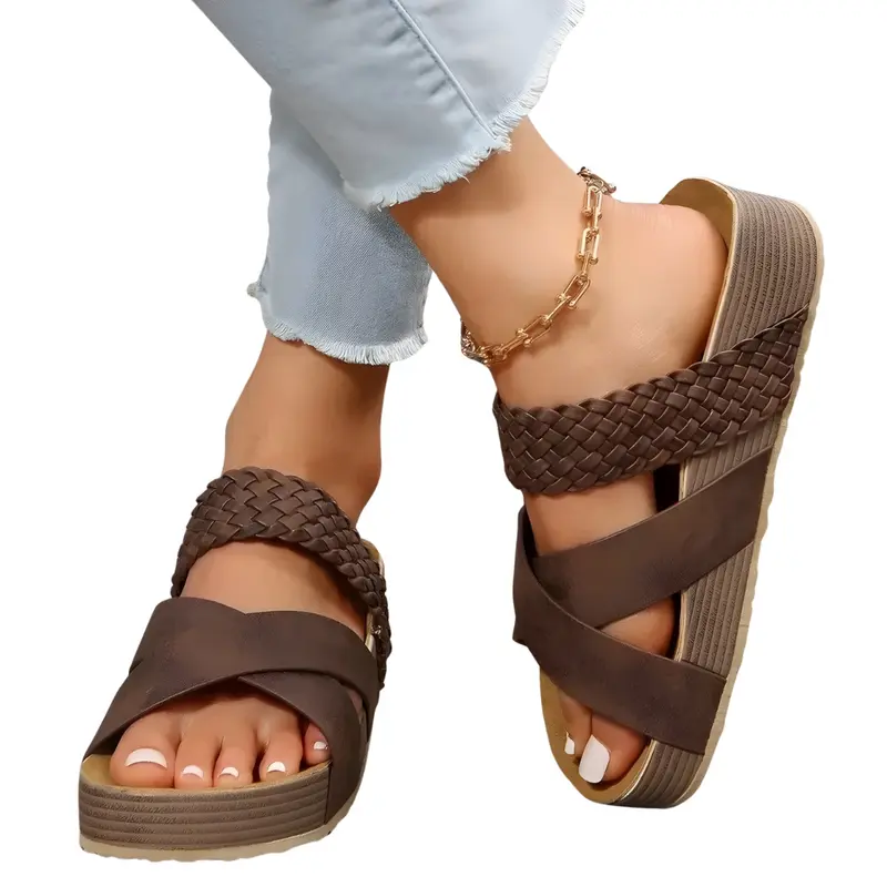 Damen Plateausandalen mit verstellbaren Riemen | Gepolstertes Fußbett & rutschfeste Sohle