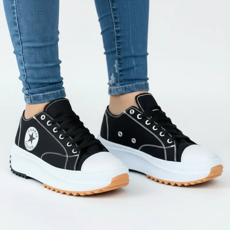 Damen Plateausneaker Annika | Trendige Plateausohle & Schnürung | Bequem & vielseitig für Alltag und Freizeit