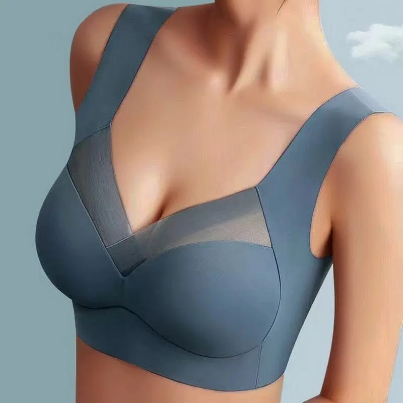 Damen Push-up BH ohne Bügel | Atmungsiver Komfort-BH mit breitem Rückenband | Formender Halt & glatte Silhouette | S–5XL