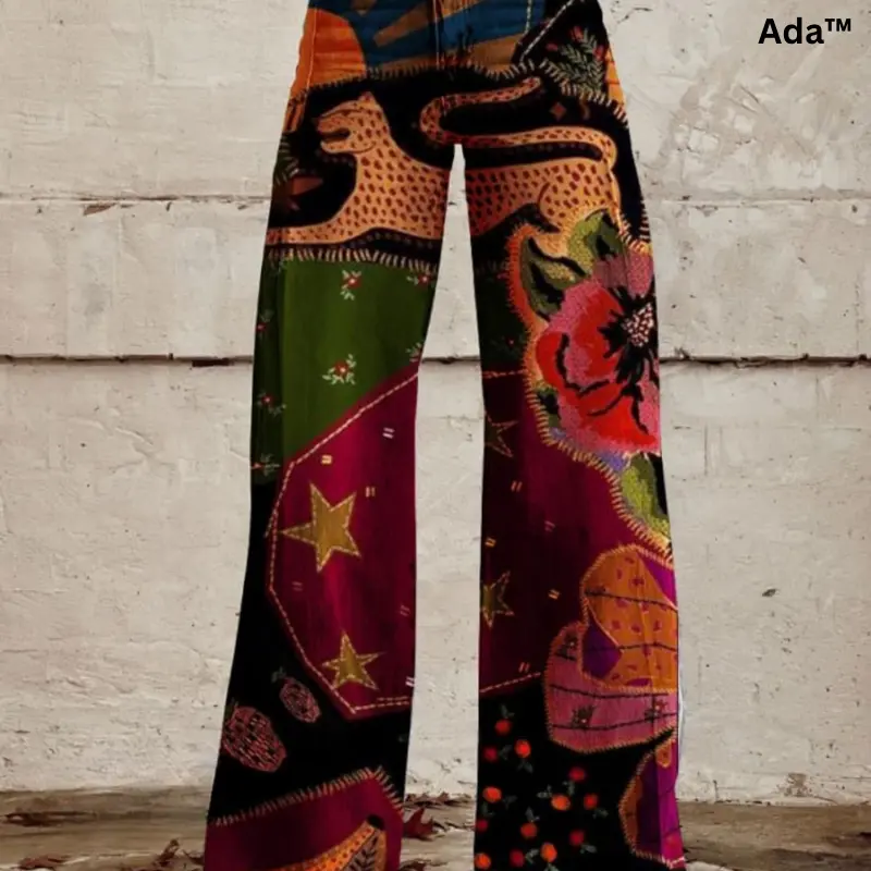 Damen Retro-Boho-Hosen | Weite Beine & Vintage-Stil | Vielseitig & Komfortabel