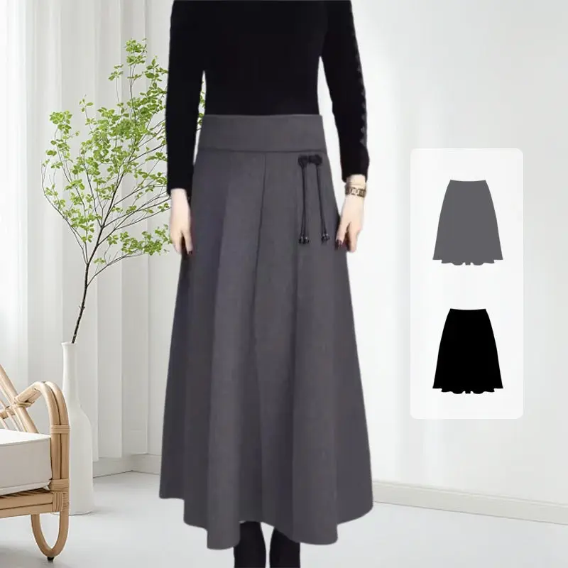 Damen Rock | High-Waist Midirock aus warmem Stoff für Herbst und Winter