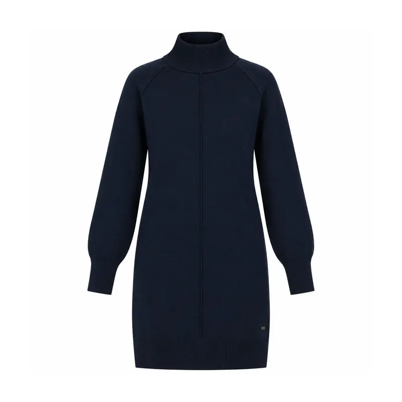 Damen Rollkragenkleid mit Raglanärmeln | Locker geschnittenes Kleid mit Längsnaht und knielanger Passform für Alltag und Freizeit