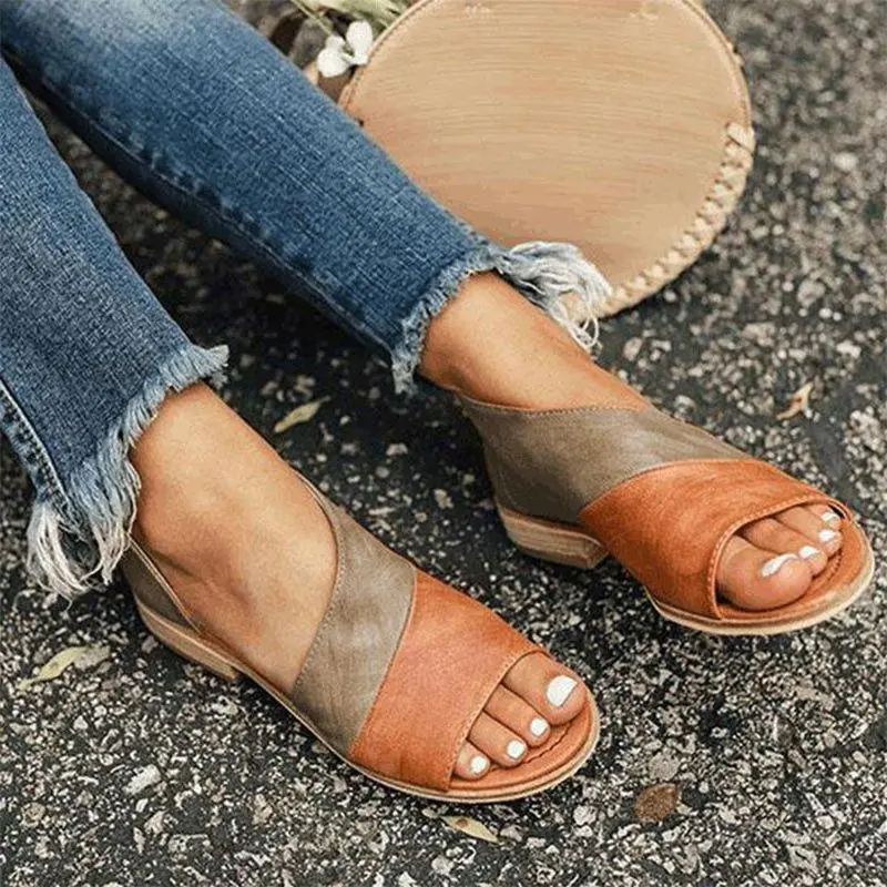 Damen Sandalen zweifarbig mit Cut-outs | Gepolsterte Innensohle & offene Spitze | Zalirith Sommersandalen