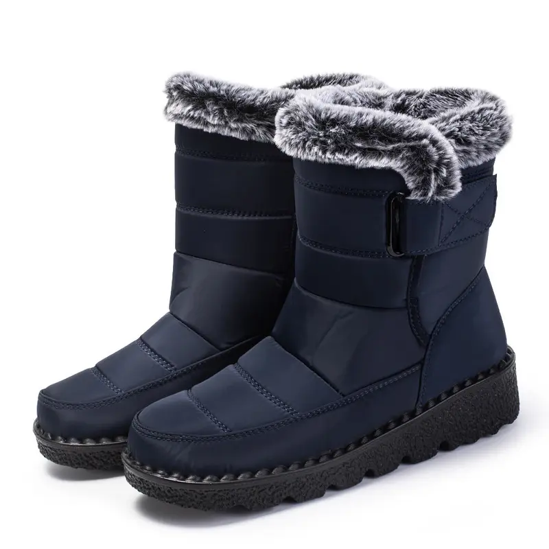 Damen Schneestiefel mit Warmfutter | Wasserabweisende Winterstiefel mit rutschfester Sohle und Klettverschluss für Schnee