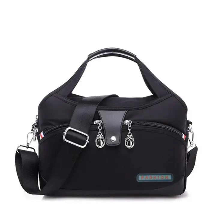 Damen Schultertasche mit Reißverschluss & Druckknopf | Große Handtasche mit Fächern | 8 Farben | Alltagstaugliche Hobo Bag