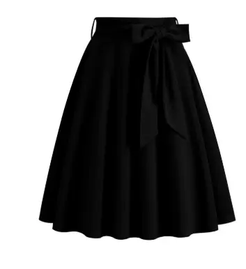 Damen Seitliche Schleife Stylischer A-Linien Midi Rock | Hochtailliert