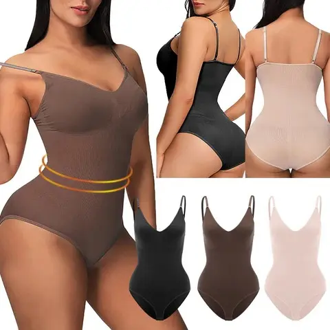Damen Shapewear Body mit tiefem Ausschnitt | Figurformender Bodysuit für glatte Silhouette | Atmungsaktiv, elastisch, unsichtbar
