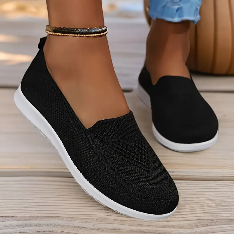 Damen Slip-On Schuhe ultraleicht & atmungsaktiv | Orthopädisches Fußbett & rutschfeste Sohle | Knit-Komfort für Alltag