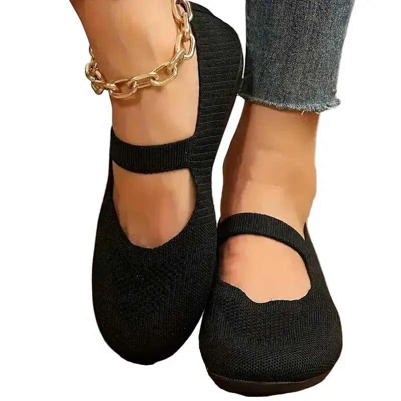 Damen Slipper ultraleicht & flexibel | Atmungsaktives Strick-Obermaterial | Gepolsterte Innensohle & rutschfeste Sohle