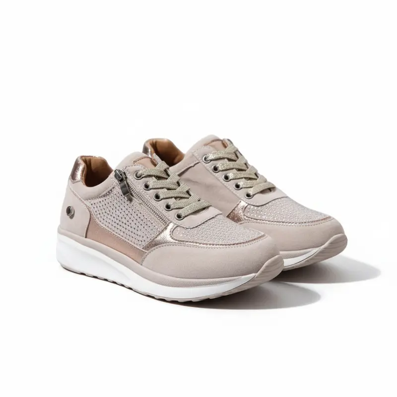 Damen Sneaker mit Reißverschluss & stützender Komfortsohle | Atmungsaktives Obermaterial | Bequem für Alltag & Spaziergänge | Größen 36–43