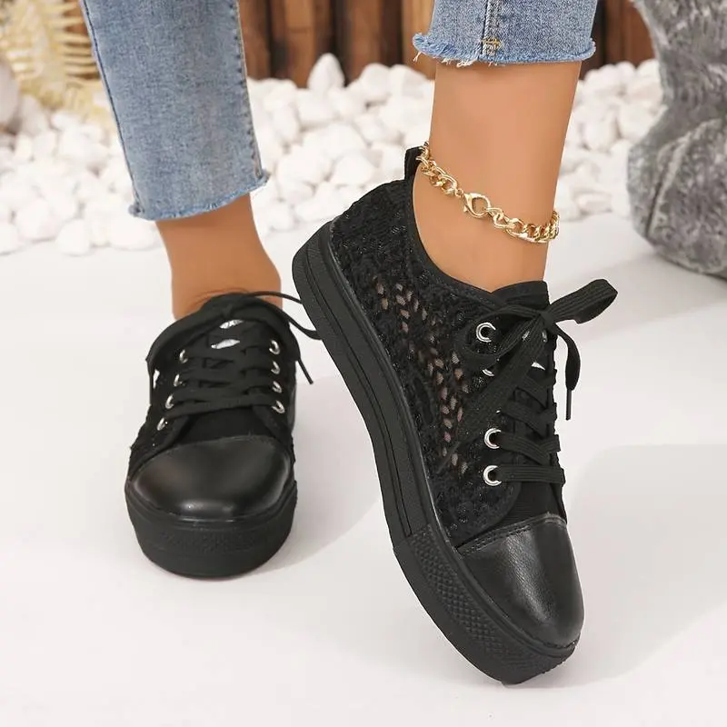 Damen Sneaker mit Spitzen-Design | Atmungsaktiv & bequem für Freizeit und elegante Alltagslooks