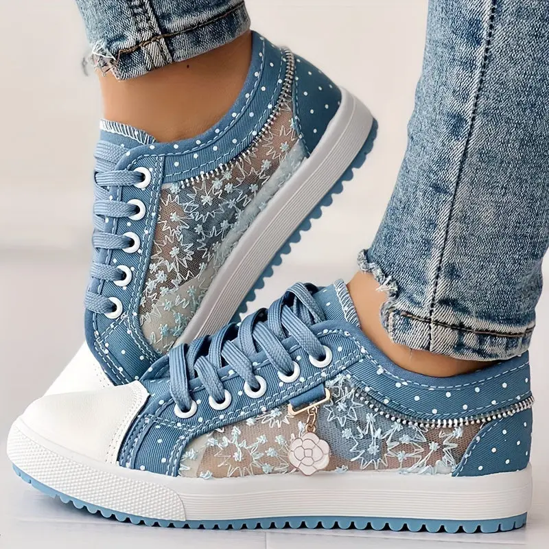 Damen Sneaker ultraleicht & atmungsaktiv | Mesh-Obermaterial, flexible Sohle | Bequemer Alltags-Schuh mit Schnürung (Gr. 36–43)