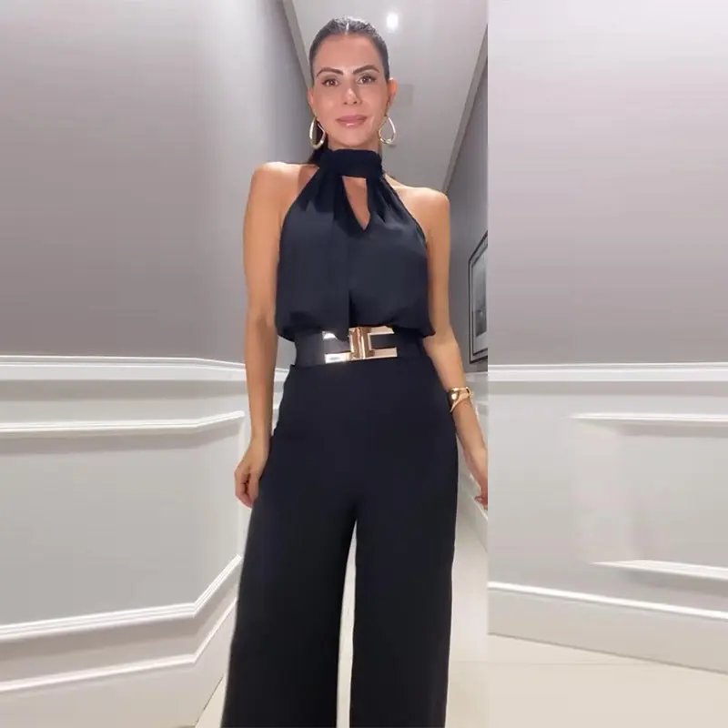 Damen Sommer-Jumpsuit im minimalistischen Design | Vielseitiger Zweiteiler-Look | Leichtes Outfit für warme Tage