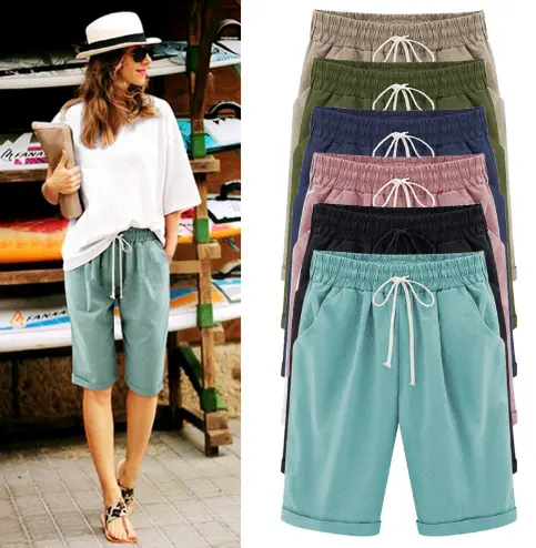 Damen Sommer Shorts mit elastischem Bund | Locker geschnittene kurze Hose für warme Tage | Größen S-8XL