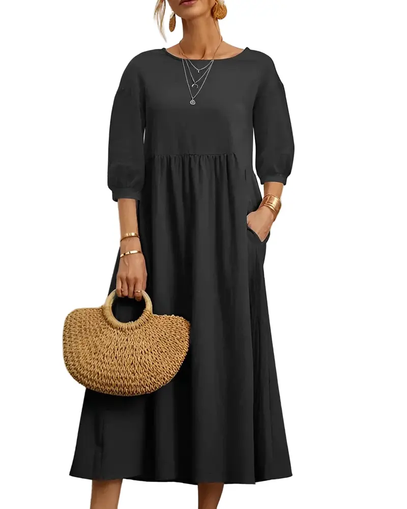 Damen Sommerkleid aus Baumwolle | Luftiges Maxikleid mit lockerer Passform | Leicht & atmungsaktiv | S–2XL