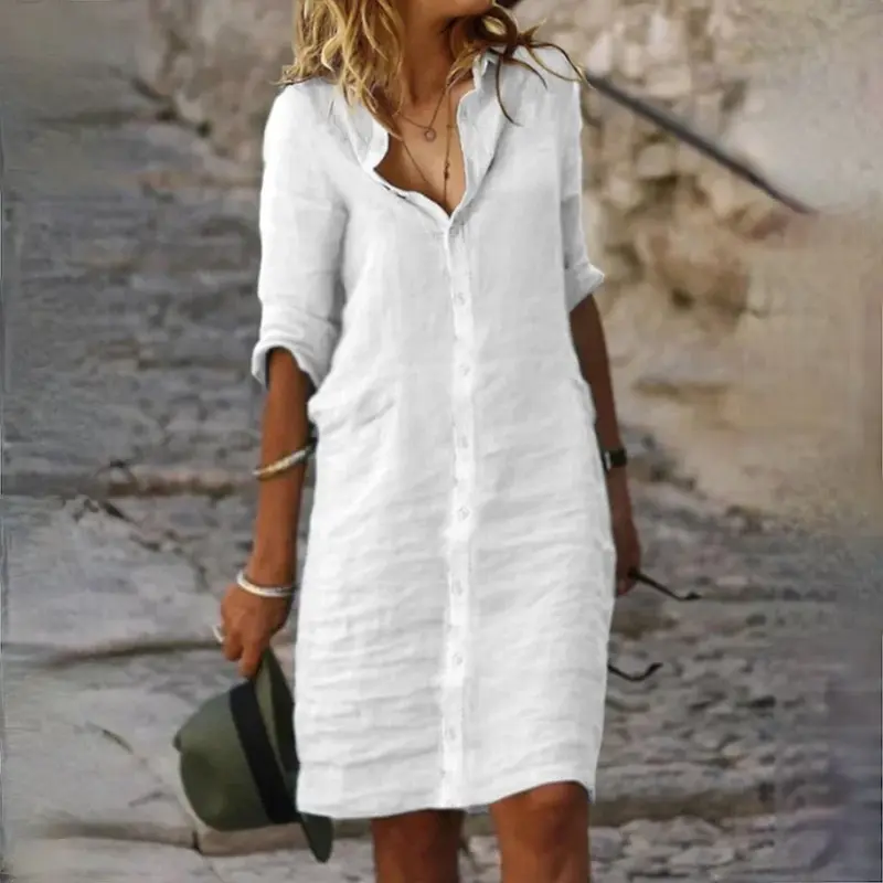 Damen Sommerkleid | Luftiges Freizeitkleid mit lockerer femininer Passform für Alltag, Urlaub und warme Tage