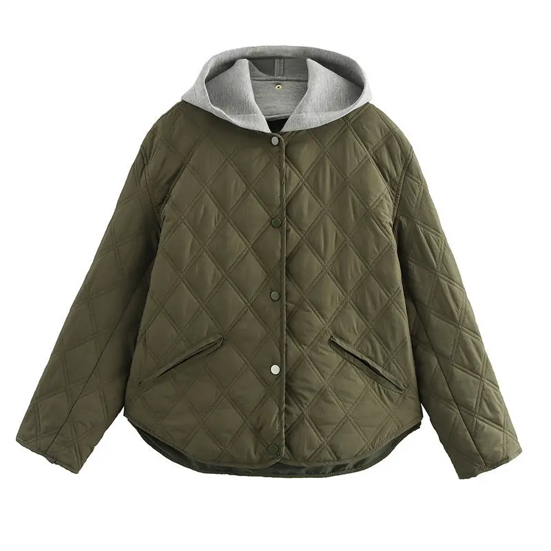 Damen Steppjacke mit herausnehmbarer Kapuze | Warme Übergangsjacke mit bequemem Schnitt, Steppmuster und Seitentaschen