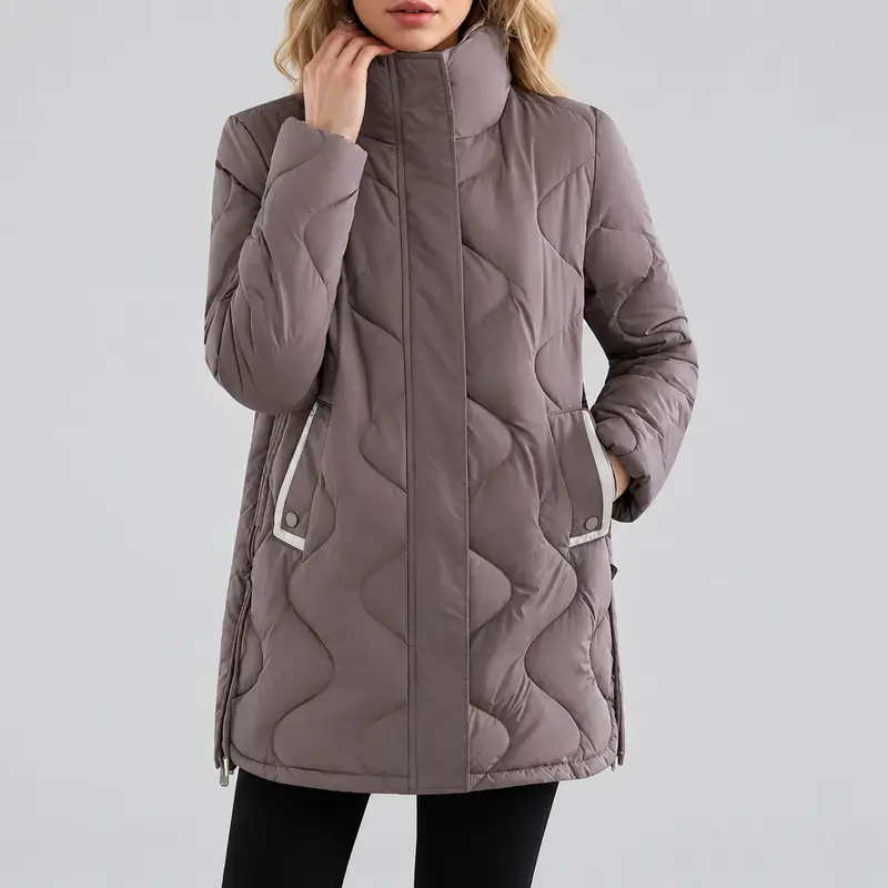 Damen Steppjacke mit Stehkragen | Leichte isolierte Winterjacke mit Reißverschluss für Alltag, Reisen und Outdoor-Aktivitäten