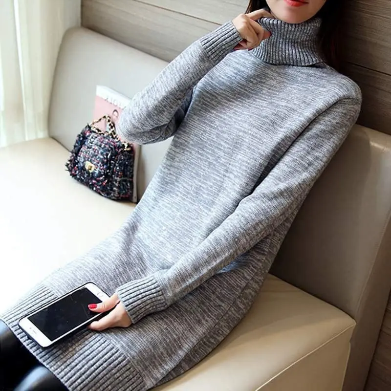 Damen Strickkleid mit Rollkragen | Geripptes Winterkleid mit lockerer Passform und weicher Stoffqualität für Alltag und Anlässe