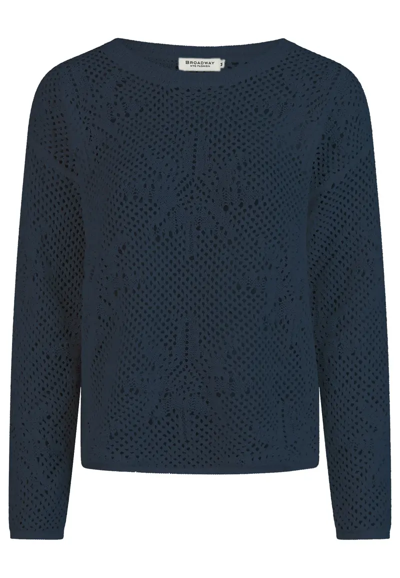 Damen Strickpullover mit Rundhals | Lockerer Pullover mit dekorativem Stern-Lochmuster und leichter luftiger Strickqualität
