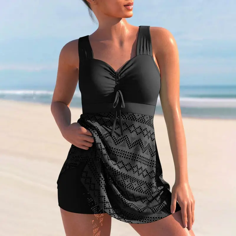 Damen Tankini-Set gepolstert | Gerüschtes Oberteil für schmeichelnde Silhouette | Komfort & Halt für Strand, Pool & Urlaub