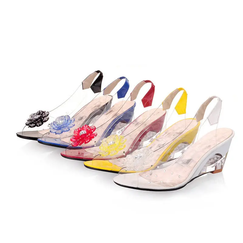 Damen transparente Sandalen | KlareEleganz™ Keilabsatz 7 cm & Fischmund