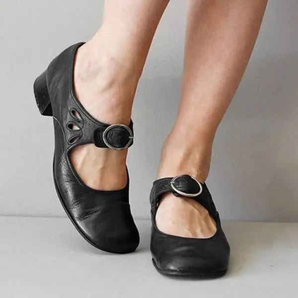 Damen Vintage Halbschuhe mit runder Spitze | Bequeme Alltagsschuhe mit ergonomischem Fußbett & rutschfester Sohle | Retro Komfortschuhe