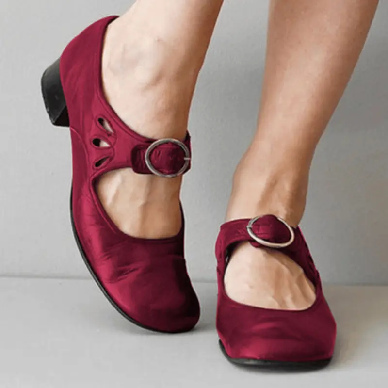 Damen Vintage-Sandalen mit niedrigem Absatz | Verstellbarer Riemen & bequemer Halt für Alltag
