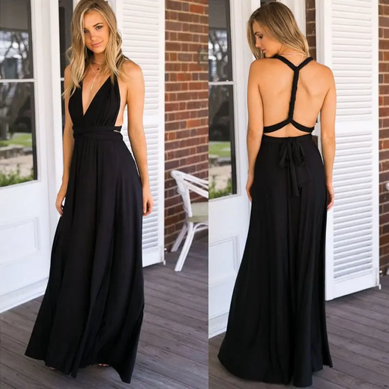 Damen Wickelkleid Maxi Wandelbar | Über 24 Tragevarianten | Fließende Passform für Hochzeit, Party & Abendmode