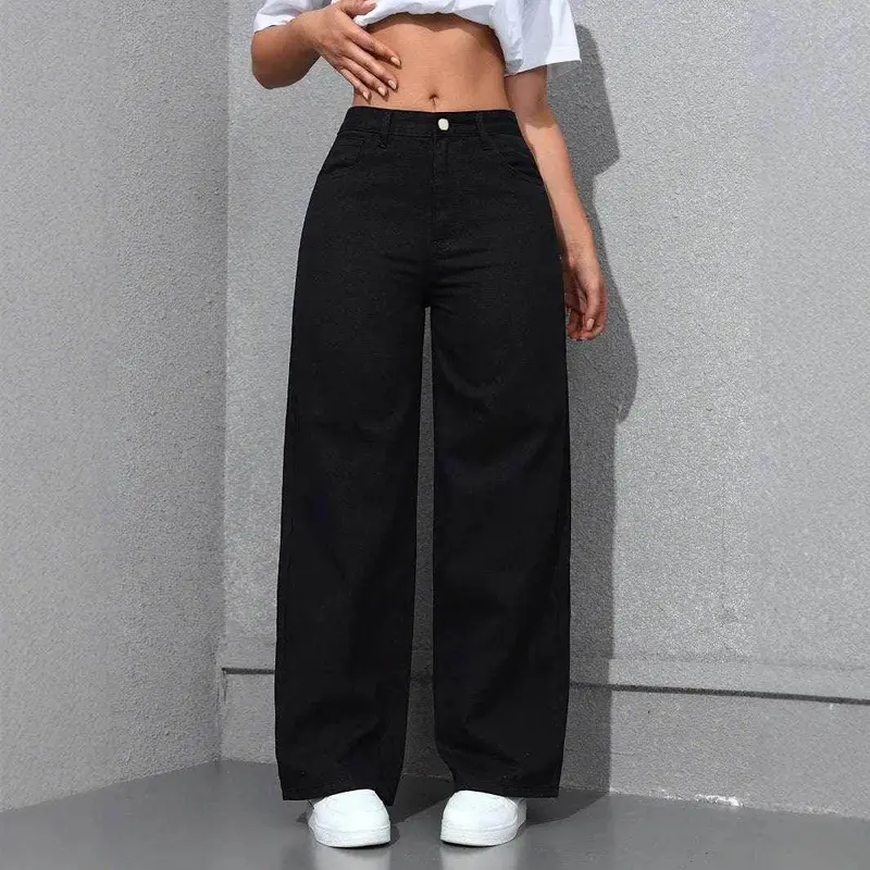 Damen Wide Leg Jeans mit Hoher Taille | Locker Geschnittene Straight Leg Denim Hose | Lässige Freizeit Jeans