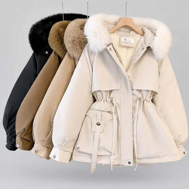 Damen Winterjacke mit Kapuze | Warm gefütterte wasserabweisende Jacke für Schutz vor Regen, Wind und Kälte im Alltag