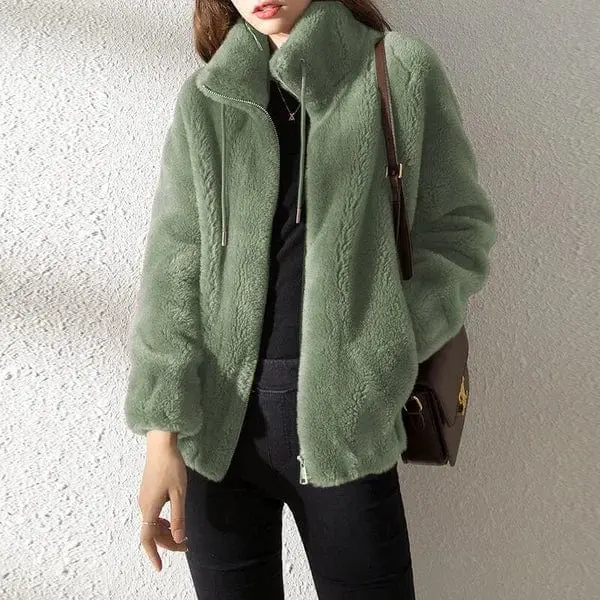 Damen Winterjacke mit Reißverschluss | Warme Jacke mit lockerer Passform und weichem Material für Alltag und kalte Wintertage