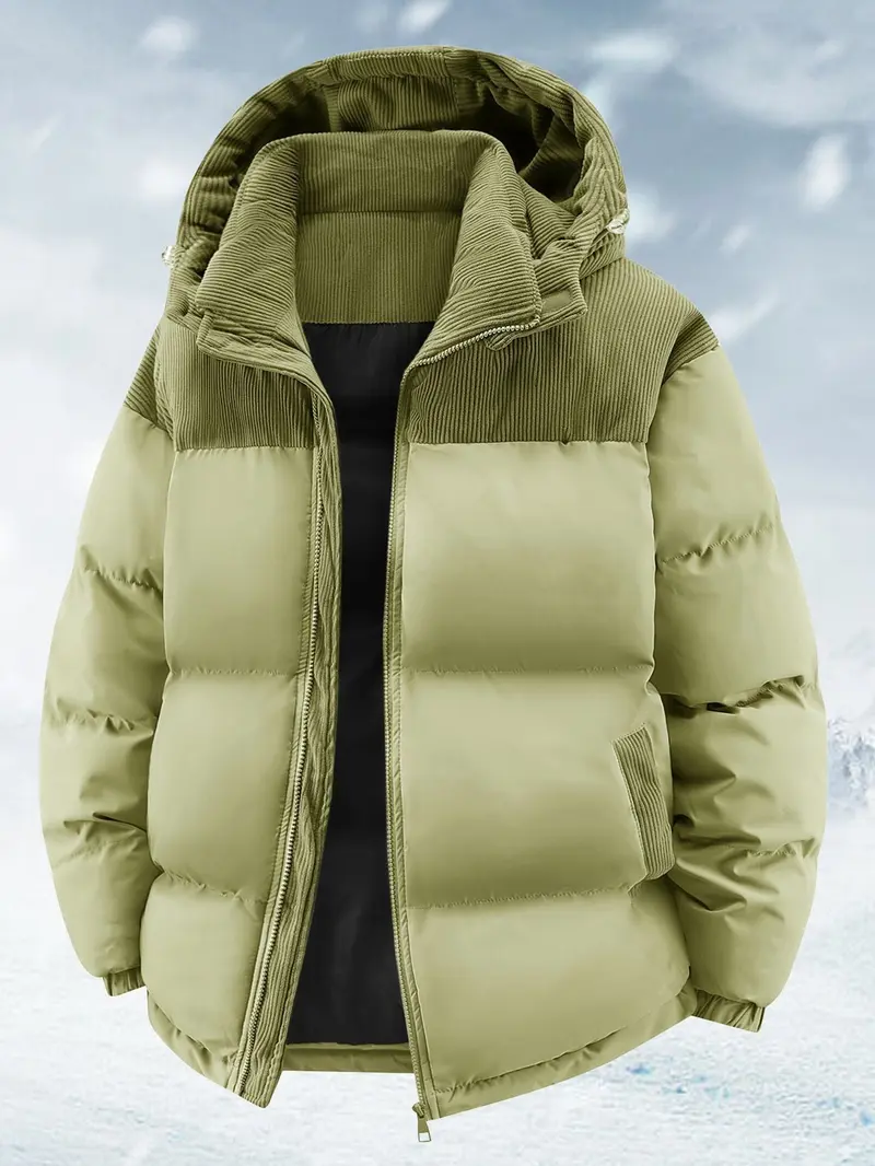 Damen Winterjacke wasserabweisend | Warm gefütterte Jacke mit abnehmbarer Kapuze, lockerem Schnitt und Reißverschlusstaschen
