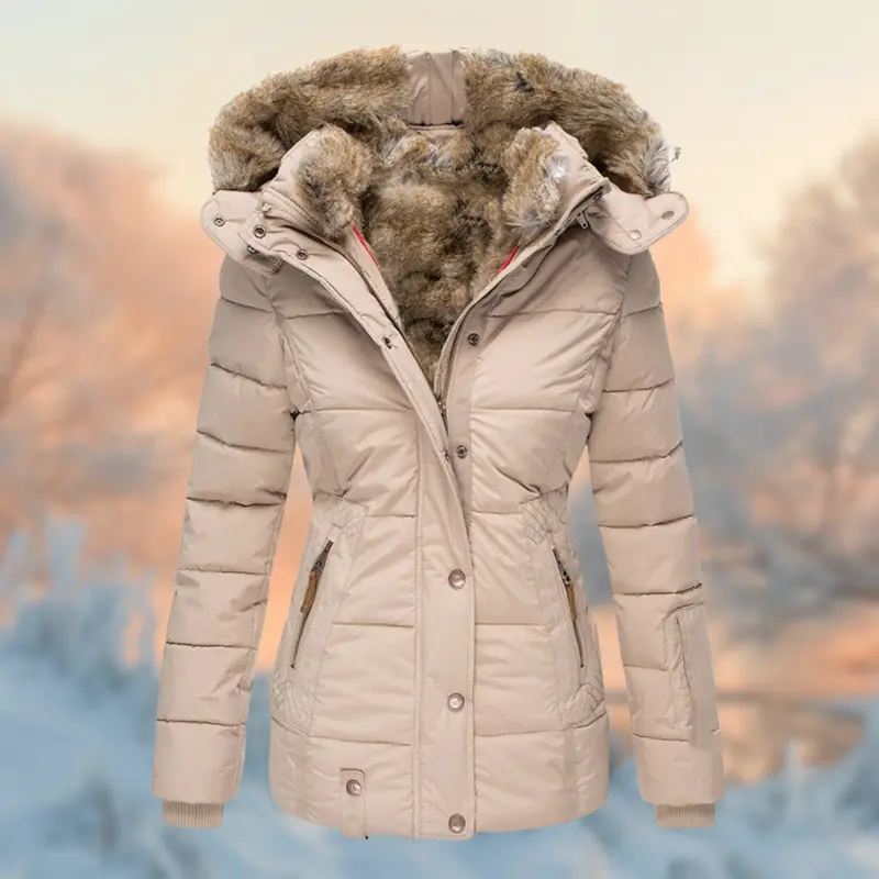 Damen Wintermantel mit Kapuze | Warm isolierter Mantel mit tailliertem Schnitt für Alltag, Büro und kalte Herbst- und Wintertage